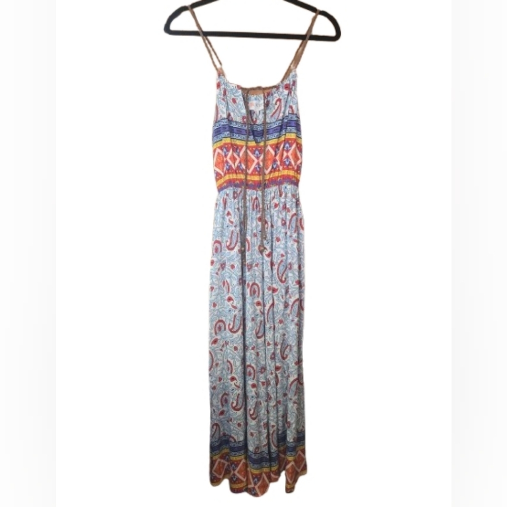 L'ATISTE By Amy Colorful Paisley‎ And Geometric Pattern Boho Rayon Jumpsuit